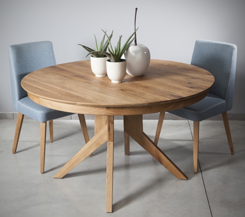 שולחן עץ מלא עגול
