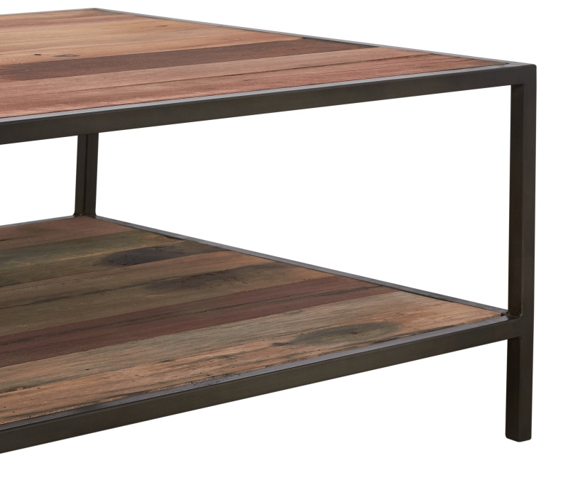 שולחן מלבני עץ ממוחזר עם ברזל